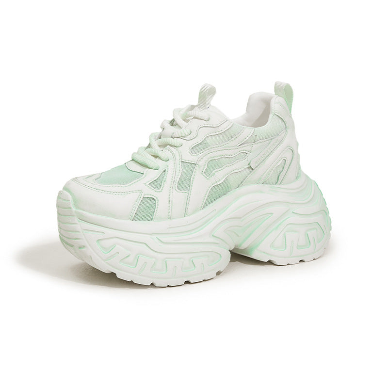 Women's Platform Dad Summer Hollow Mesh Surface Breathable Height Increasing Insole Women's Sports Shoes