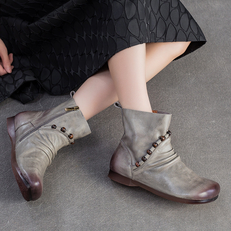 Women's Retro Fashion Ankle Side Zipper Comfortable Boots