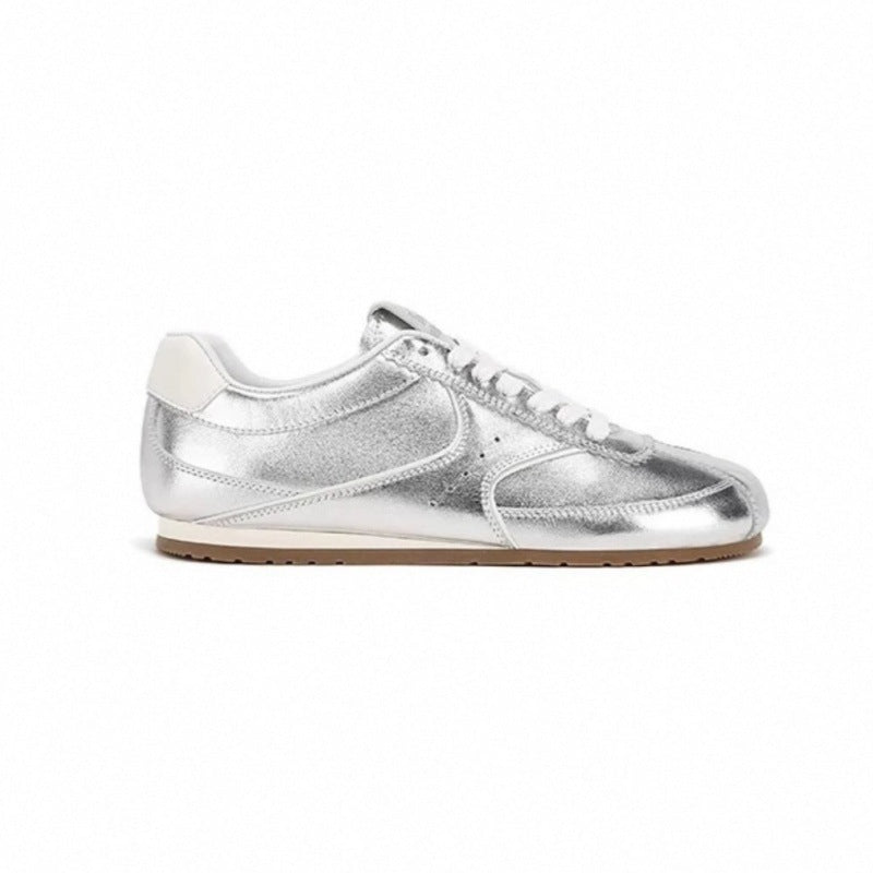 Women's Linen German Training Lace Up Flat Cortez Sneakers
