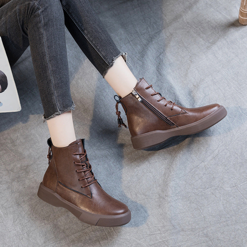 Women's Size Martin British Style Soft Bottom Warm Women's Leather Boots