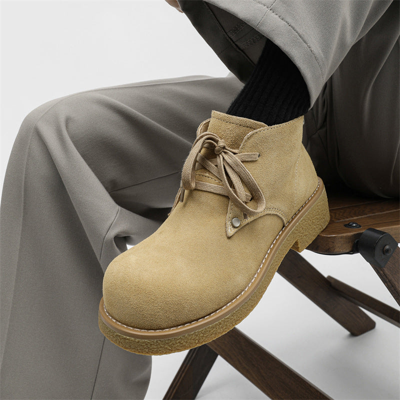 Men's Derby Thick-soled High-rise Suede Round Toe Design Versatile Leisure Men's Martin Boots