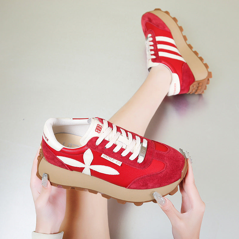 Women's Spring Platform Height Increasing Board Color Matching Women's Sports Shoes