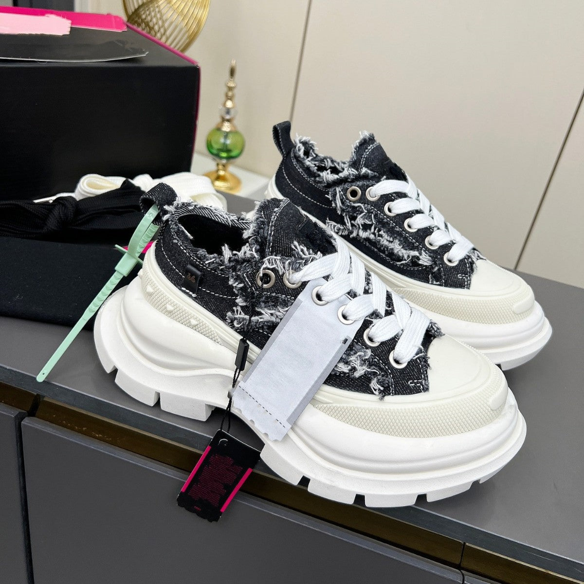 Jack Purcell Thick Bottom Small Heighten Round Head Lace Color Casual Shoes