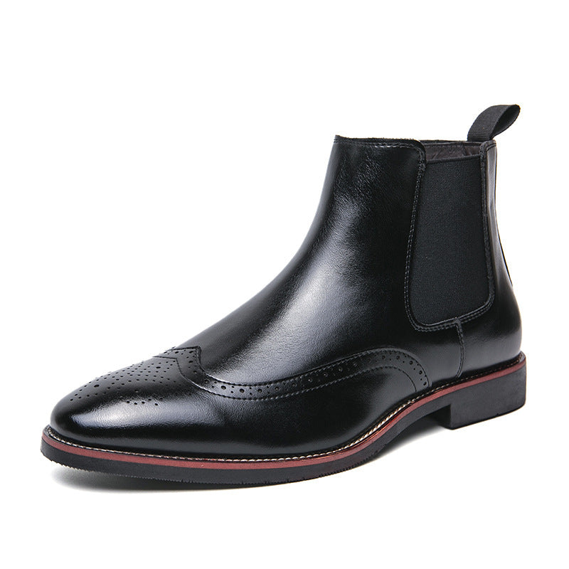 Men's Large Size Fashion Chelsea Trendy Slip-on Men's Leather Boots