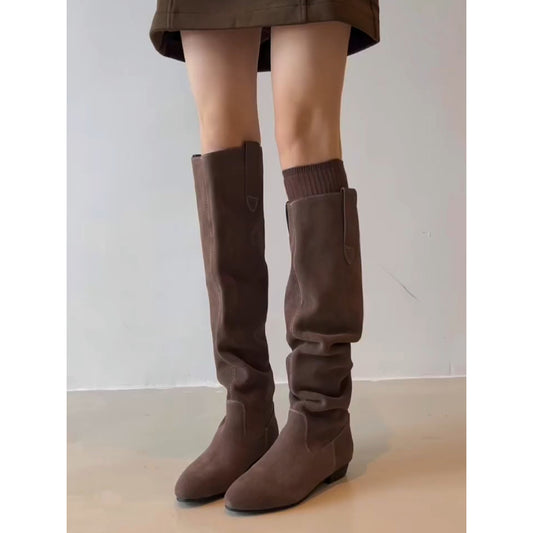 Increasing Insole Idle Style Pile Below The Knee Long Pleated Boots