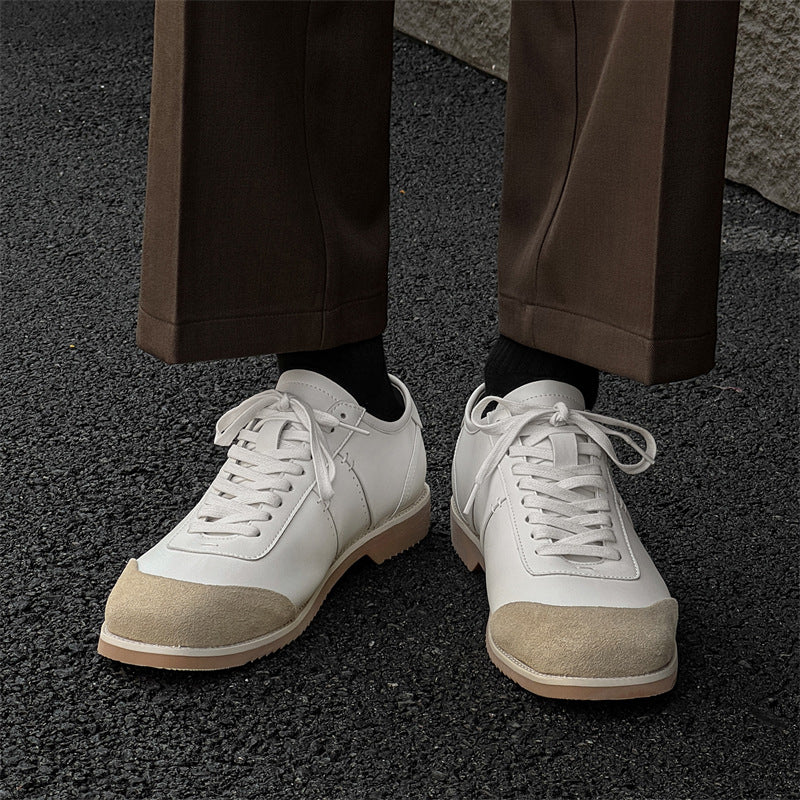 Women's & Men's High-grade Training British Style White German Men's Casual Leather Shoes