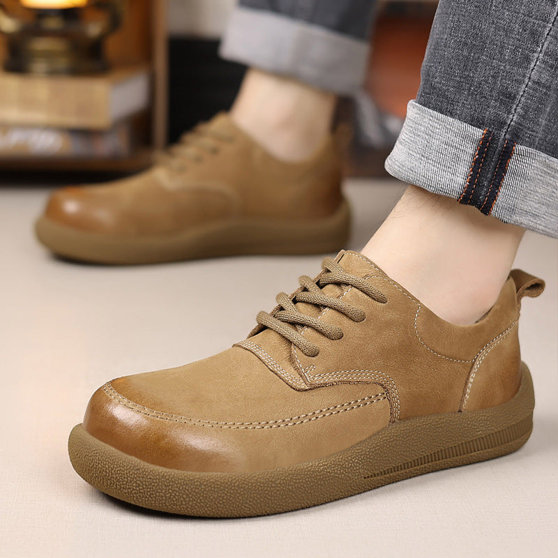Men's Genuine Soft Bottom Retro Big Head Men's Casual Leather Shoes