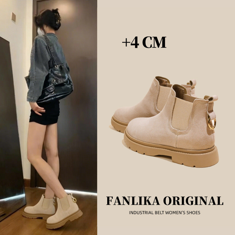 Women's Martin For British Style Mid Flat Frosted Women's Leather Boots