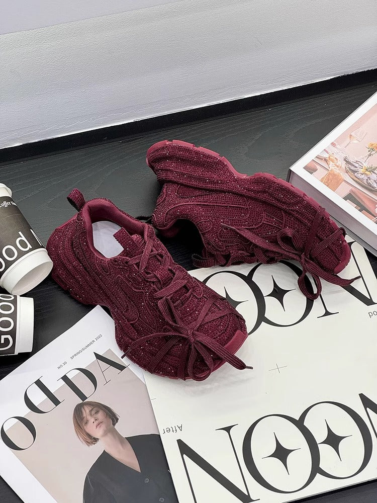 Rhinestone Starry Sky Dad Thick Bottom Elevator Wild Full Casual Shoes