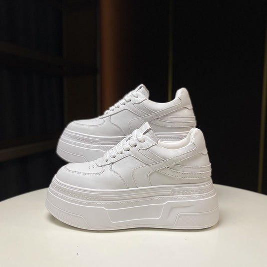 Women's European Goods Spring Thick-soled White Height Increasing Lightweight Sports Casual Shoes