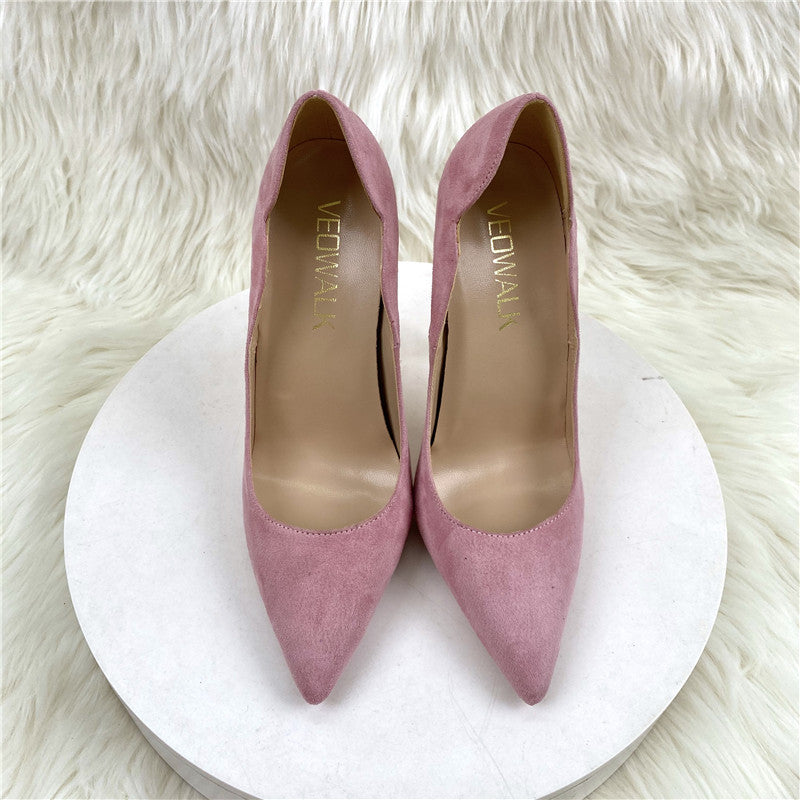 Women's Pink Veet High Pointed Toe Stiletto Women's Shoes