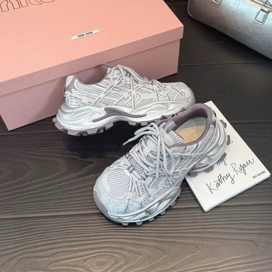 Heightened Daddy Platform Mesh Surface Breathable Casual Shoes