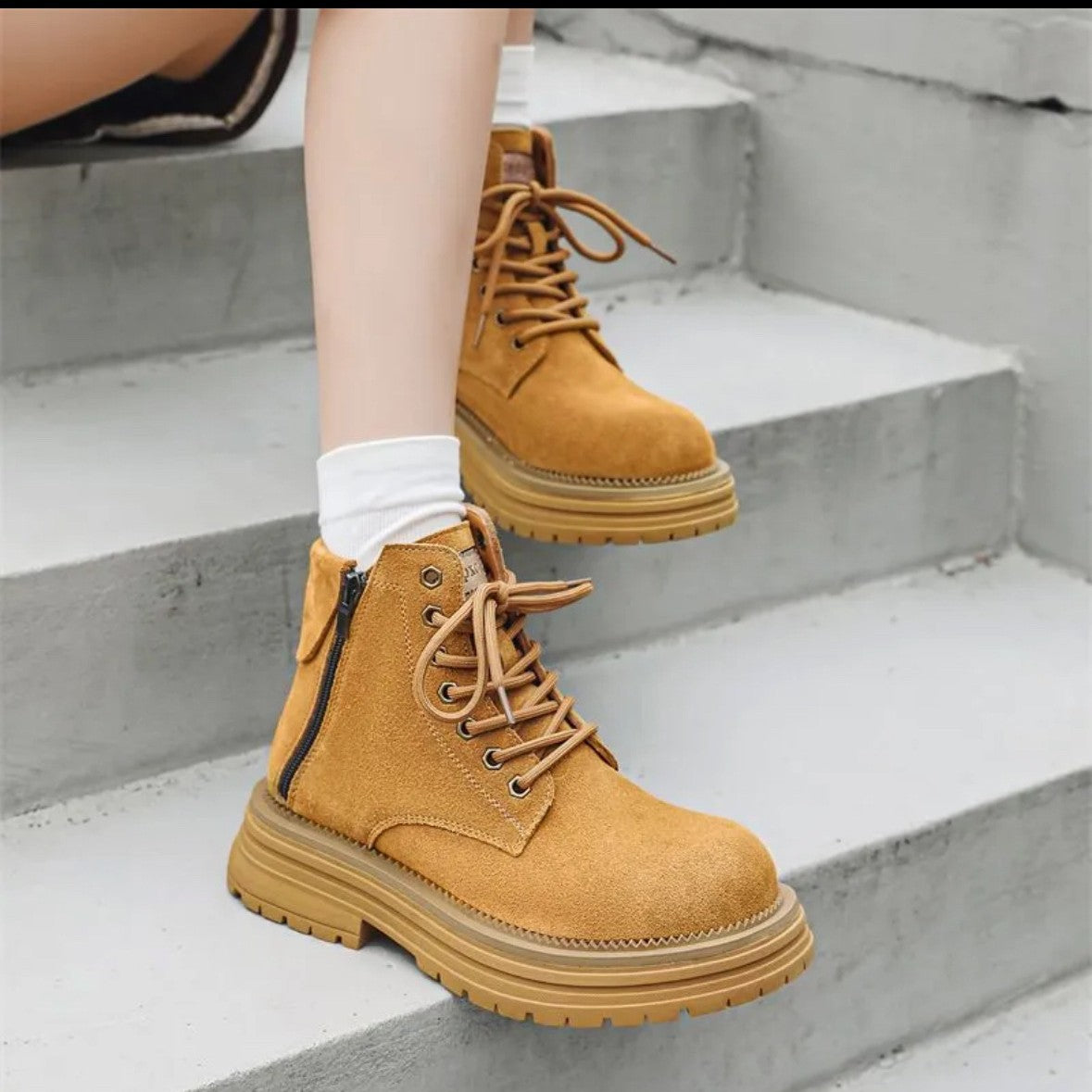 Women's & Men's Thickness Low Elevator Wild Single Cotton Tooling Men's Martin Boots
