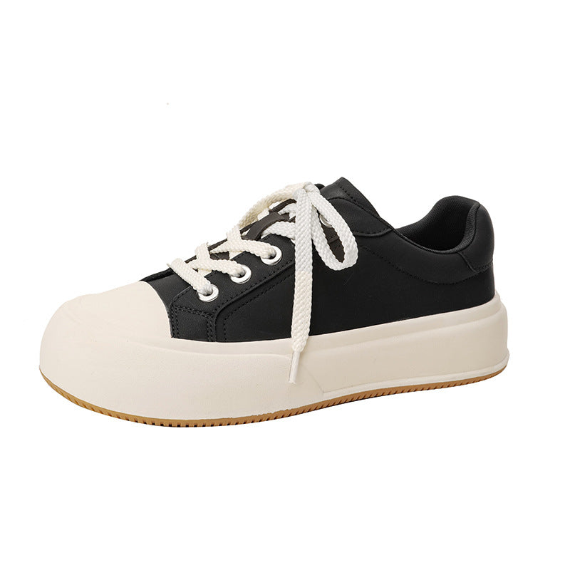 Women's Thick-soled Round Toe Height Increasing Moral Sneakers