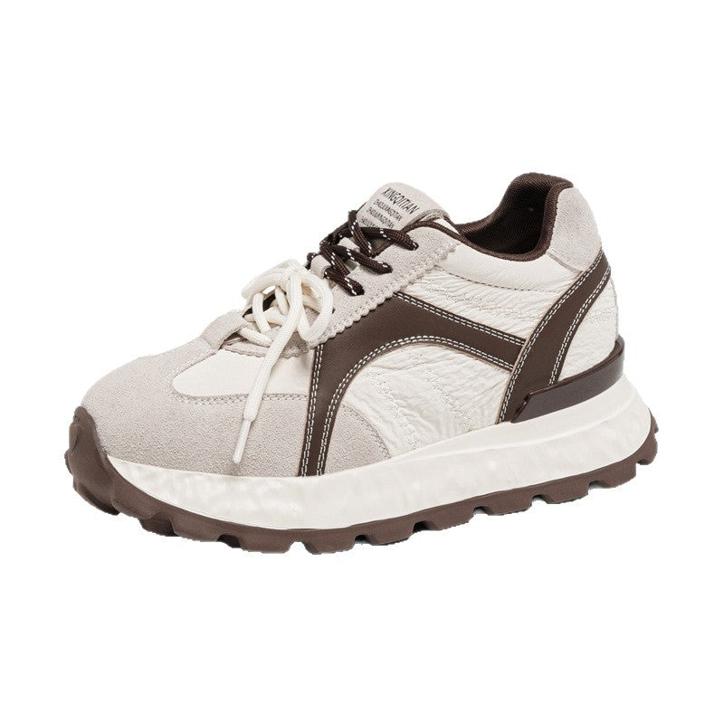Women's Waterproof Platform Fashion Round Toe Wedge Height Increasing Casual Shoes