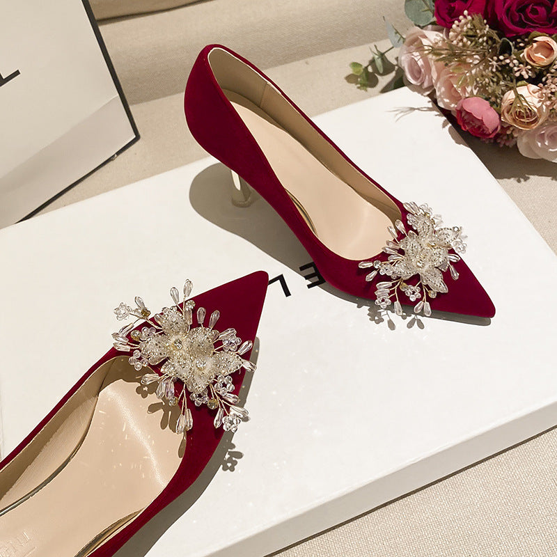 Women's Officiate Not Tired Feet Engagement Red High Adult Formal Toasting Women's Fashion Shoes