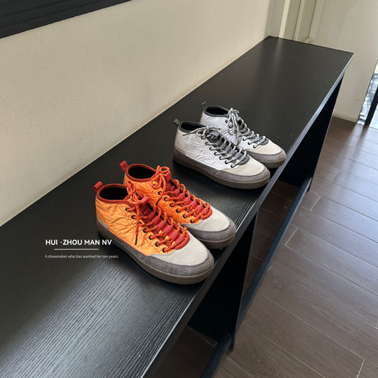Women's Middle High Top Orange Stitching German Training Spring Low Heels