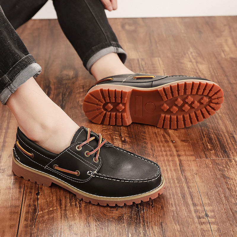 Men's Top Layer Cowhide Classic Boat British Men's Casual Shoes