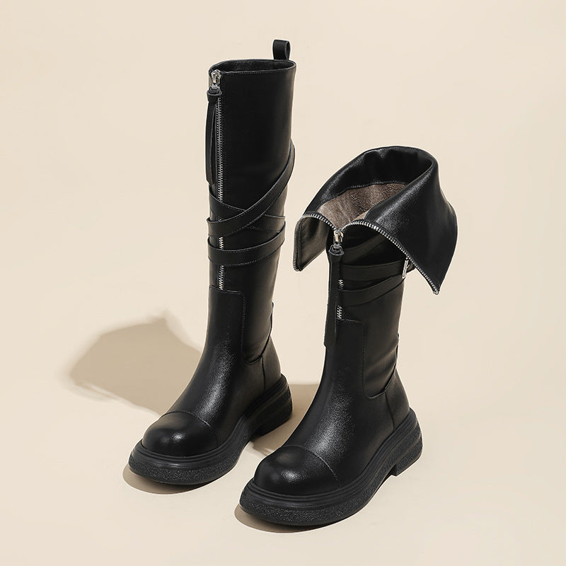 Women's Retro Style Long Two-way Martin Western Women's Leather Boots