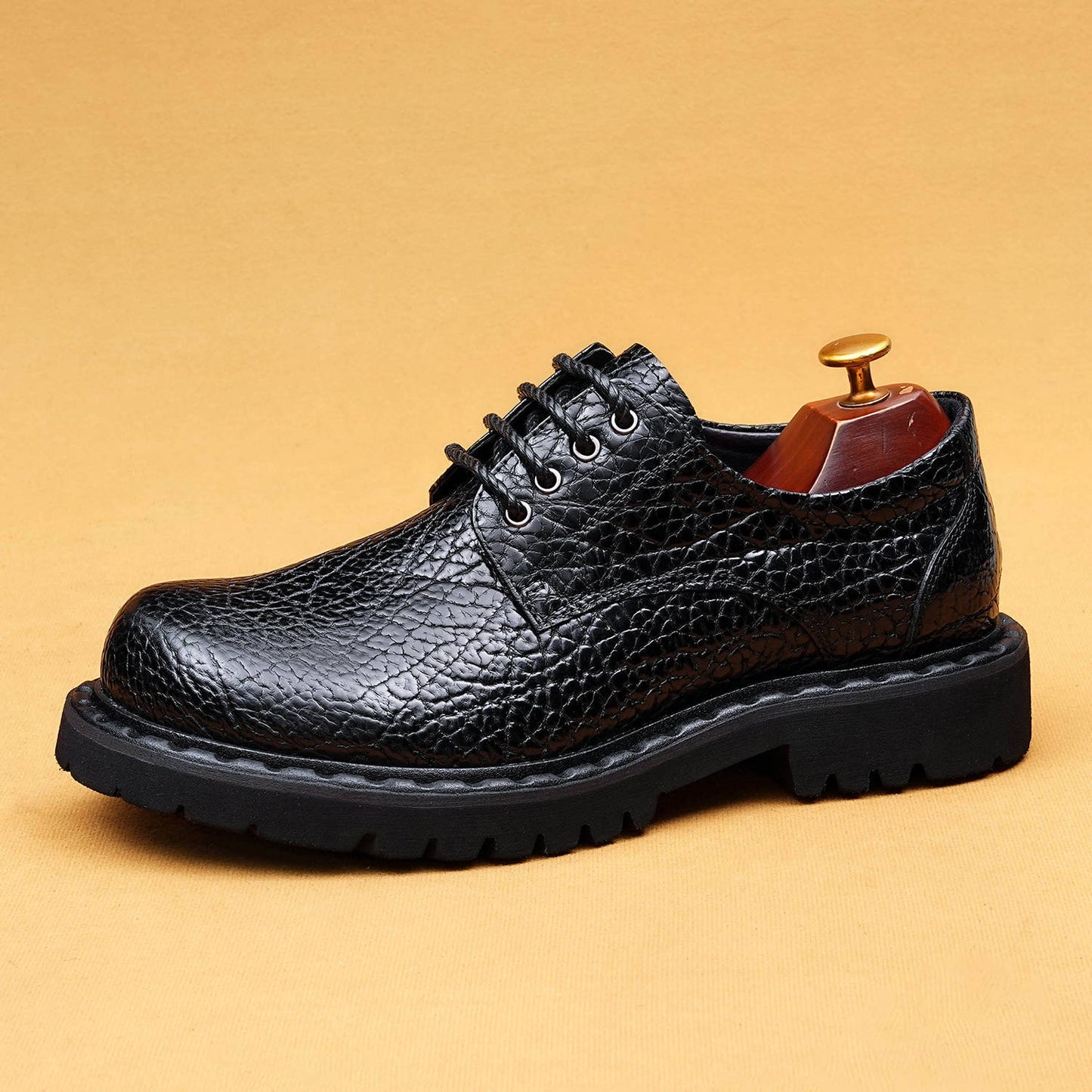 Men's Crocodile Pattern British Breathable First Layer Casual Shoes