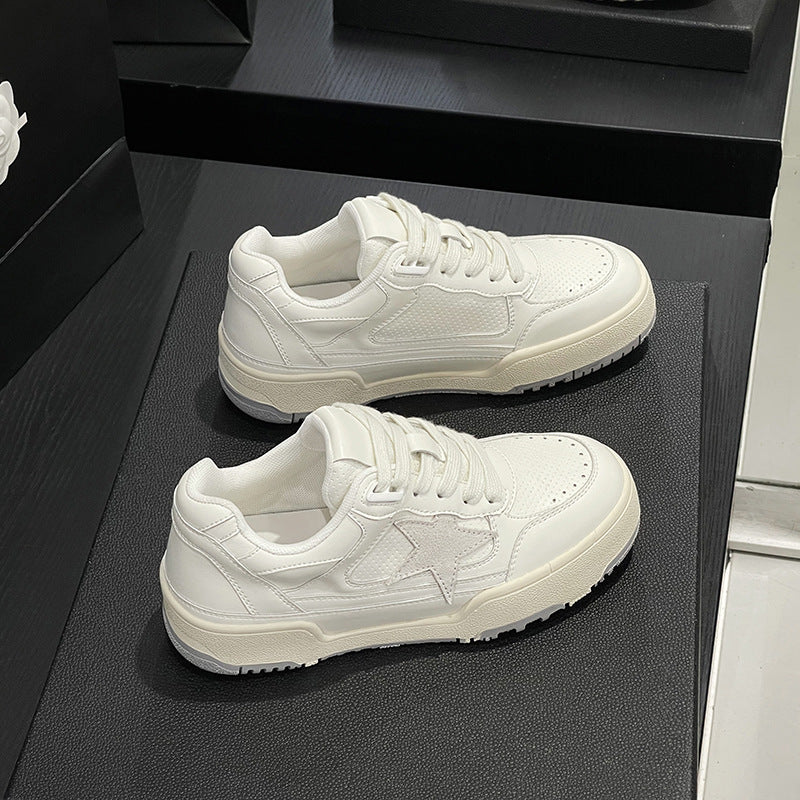 Women's Cowhide Breathable White For Spring Platform Retro Sneakers