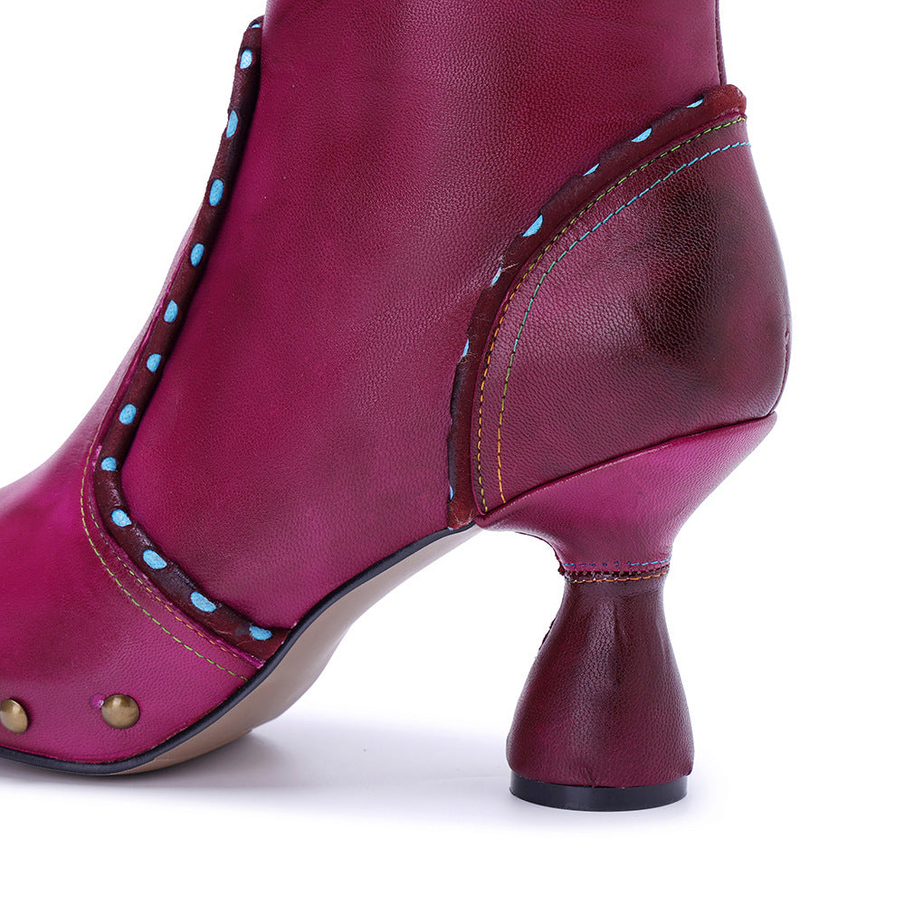 Women's Export Handmade Genuine Polished Fashion Side Women's Leather Boots