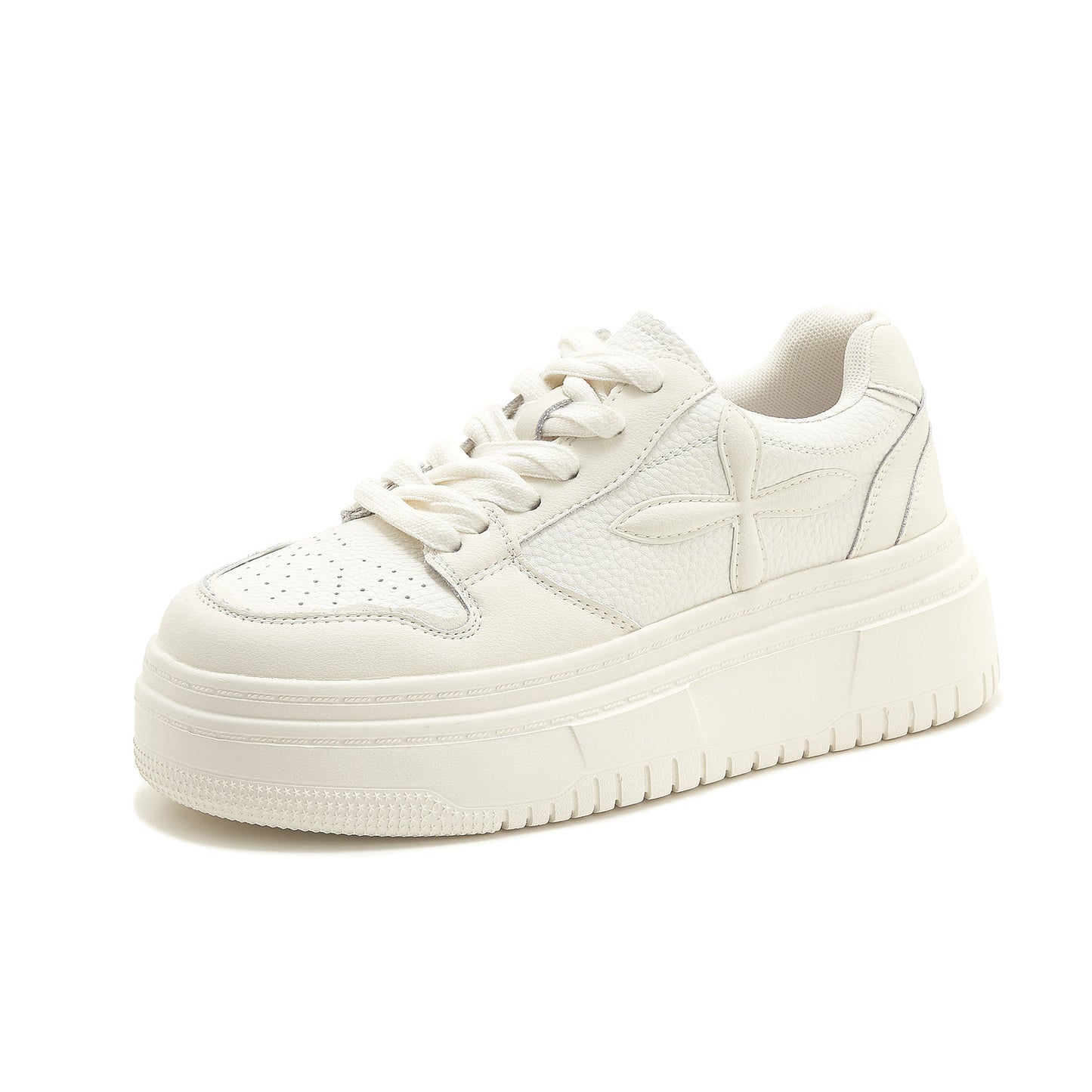 Women's Insole Genuine Platform Flat-heeled Round Toe White Small Women's Casual Shoes