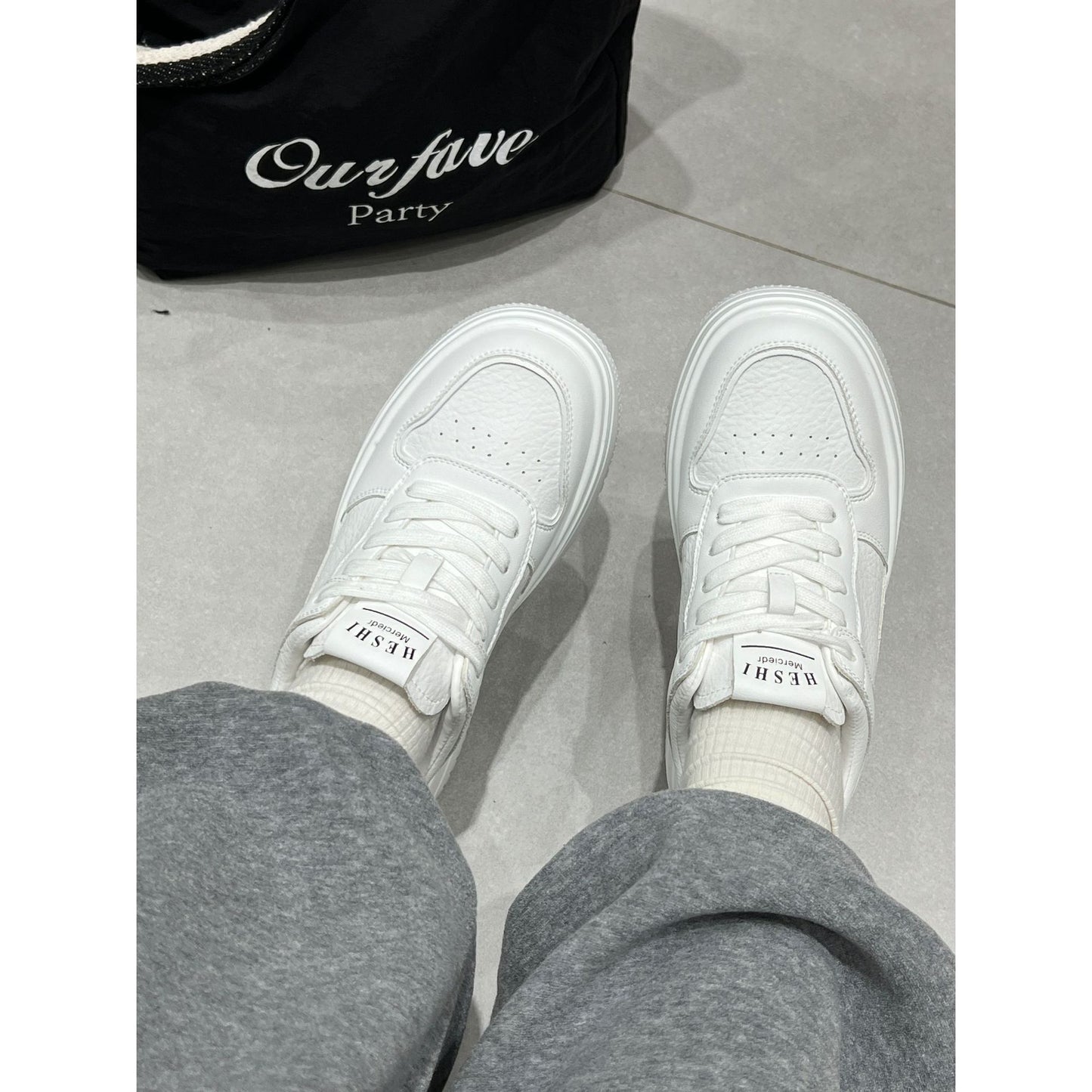 Women's White Spring Genuine Fashion Thick Sole Height Sneakers