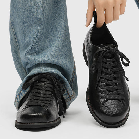 Men's Autumn Business Commute Bowling Platform Height Increasing Men's Casual Leather Shoes