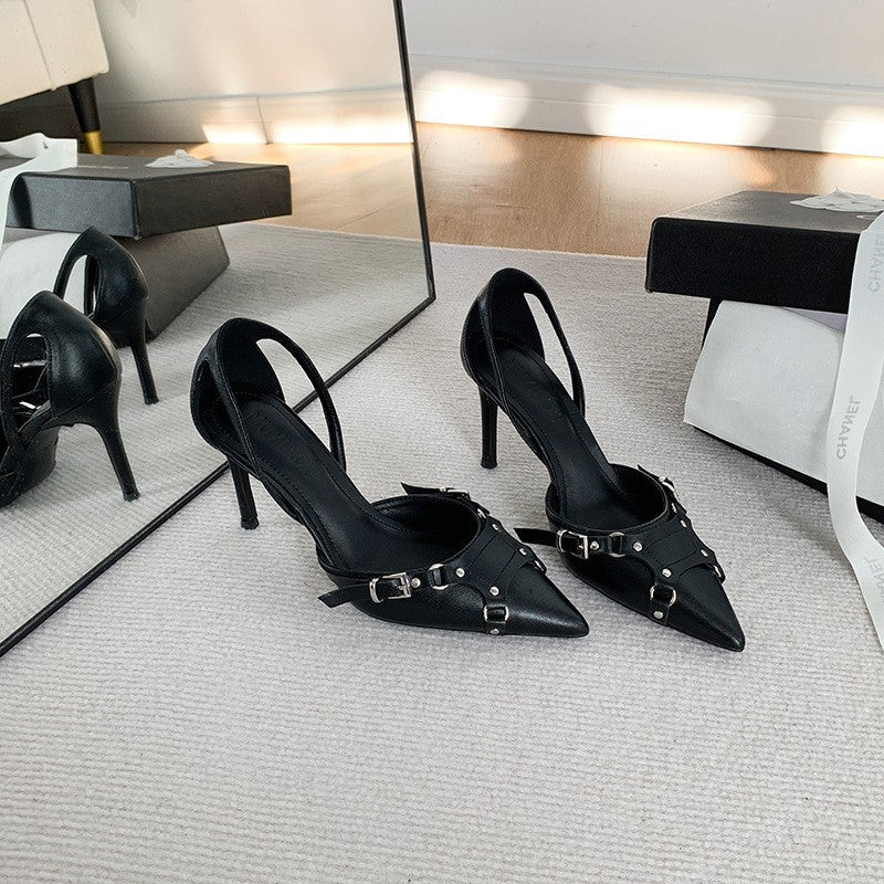 Women's High Summer Pointed Black Large Size Women's Fashion Shoes