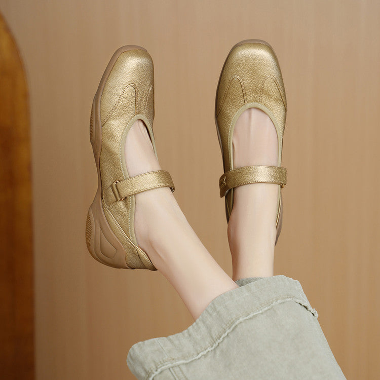 Women's Soft Bottom Sheepskin Pumps Low-cut Height Increasing Insole With Mary Women's Fashion Shoes