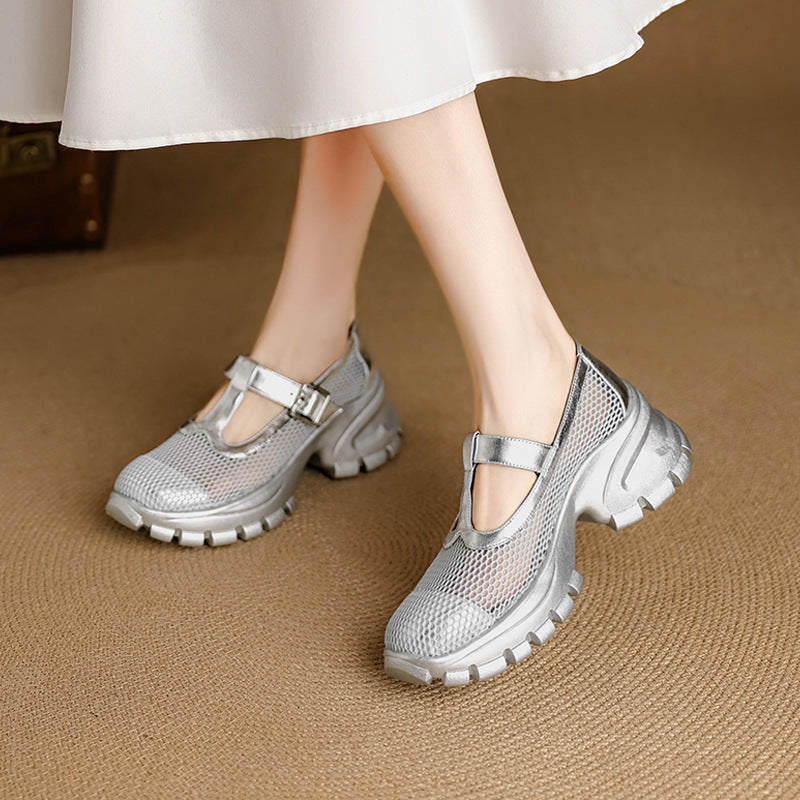 Korean Style Fashionable Simple Breathable Summer Round Head Thick Sandals
