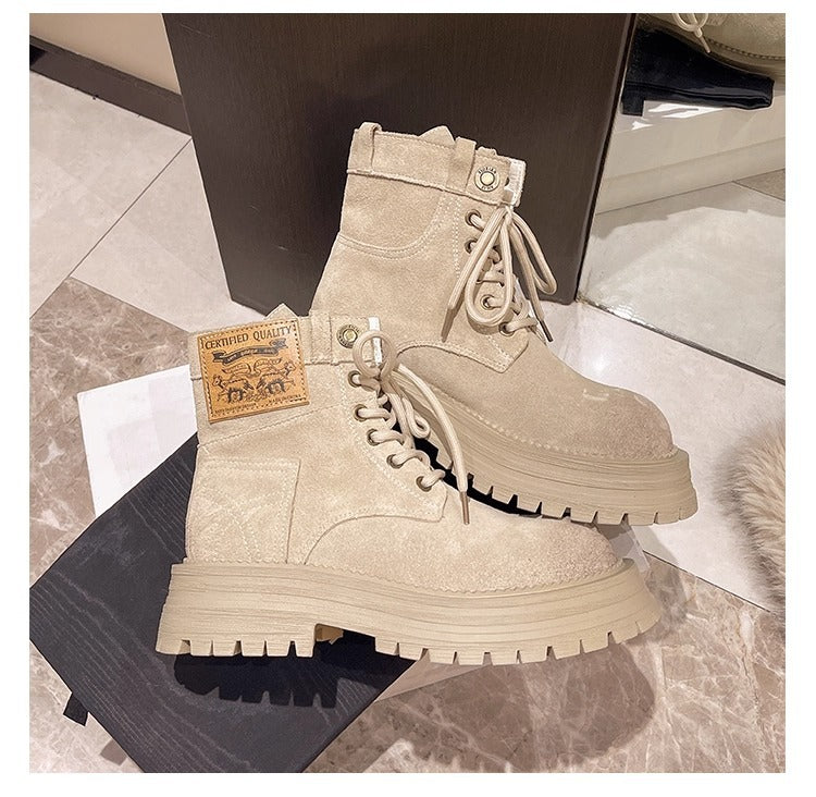 Women's Thick-soled Fried Street Matte Retro Rub Boots