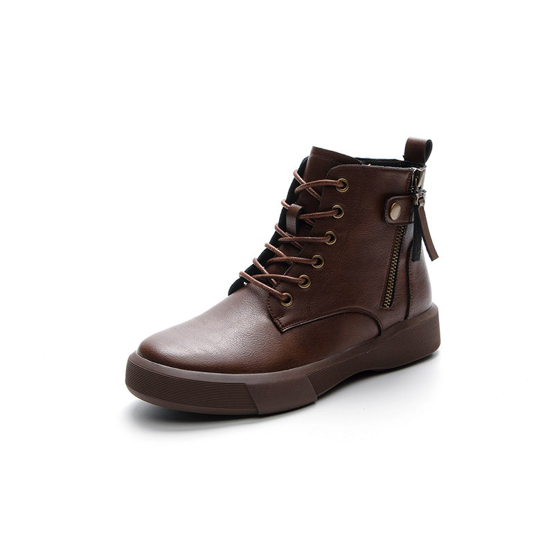 Women's Soft Bottom Ankle British Style Plus Women's Leather Boots