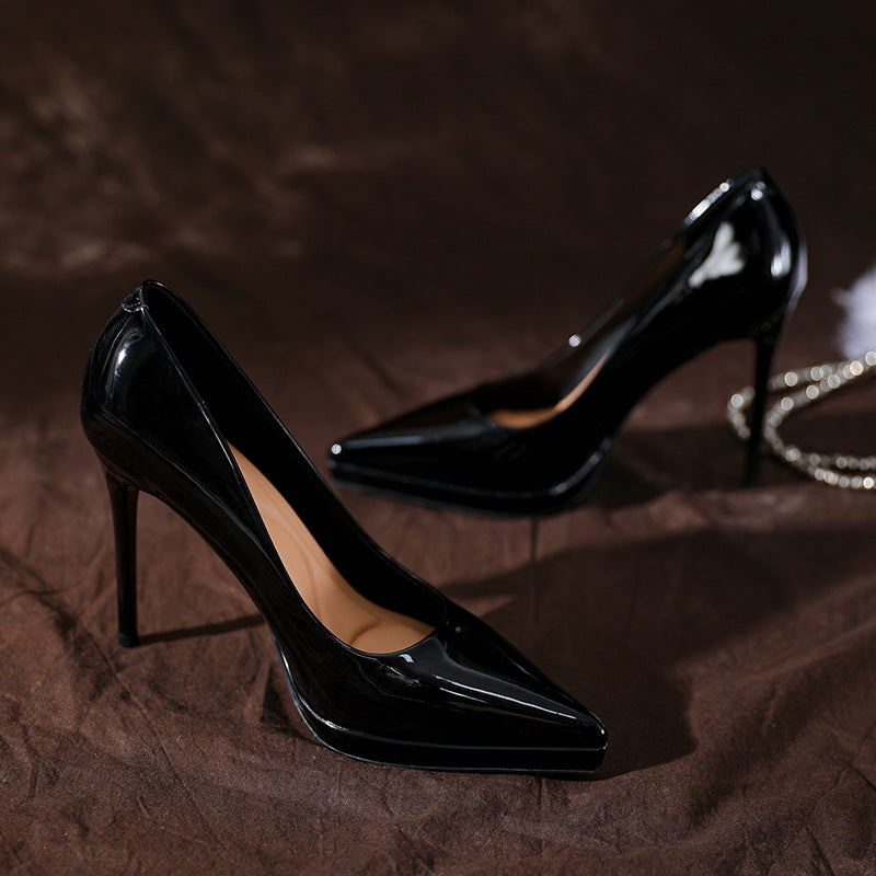 Feet Nude High Female Pointed Toe Patent Stilettos Sexy Etiquette Heels