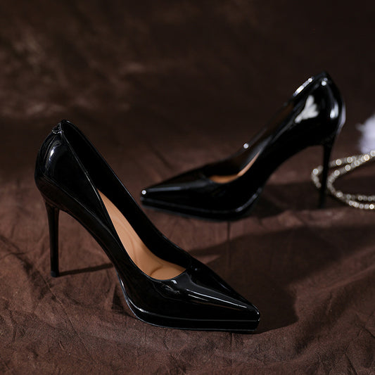 Feet Nude High Female Pointed Toe Patent Stilettos Sexy Etiquette Heels