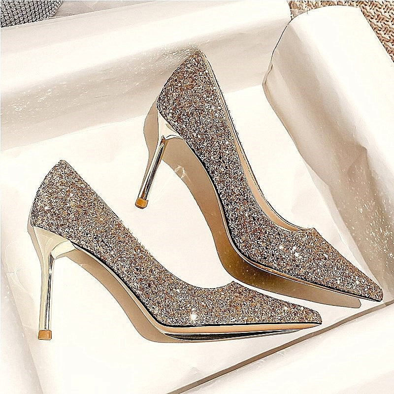 Women's Wedding Bride Winter Sier Main Dress Crystal High Stiletto Bridesmaid Women's Fashion Shoes