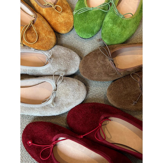 Women's Cowhide Ballet Flat Spring French Style Vintage Mary Jane Round Women's Fashion Shoes