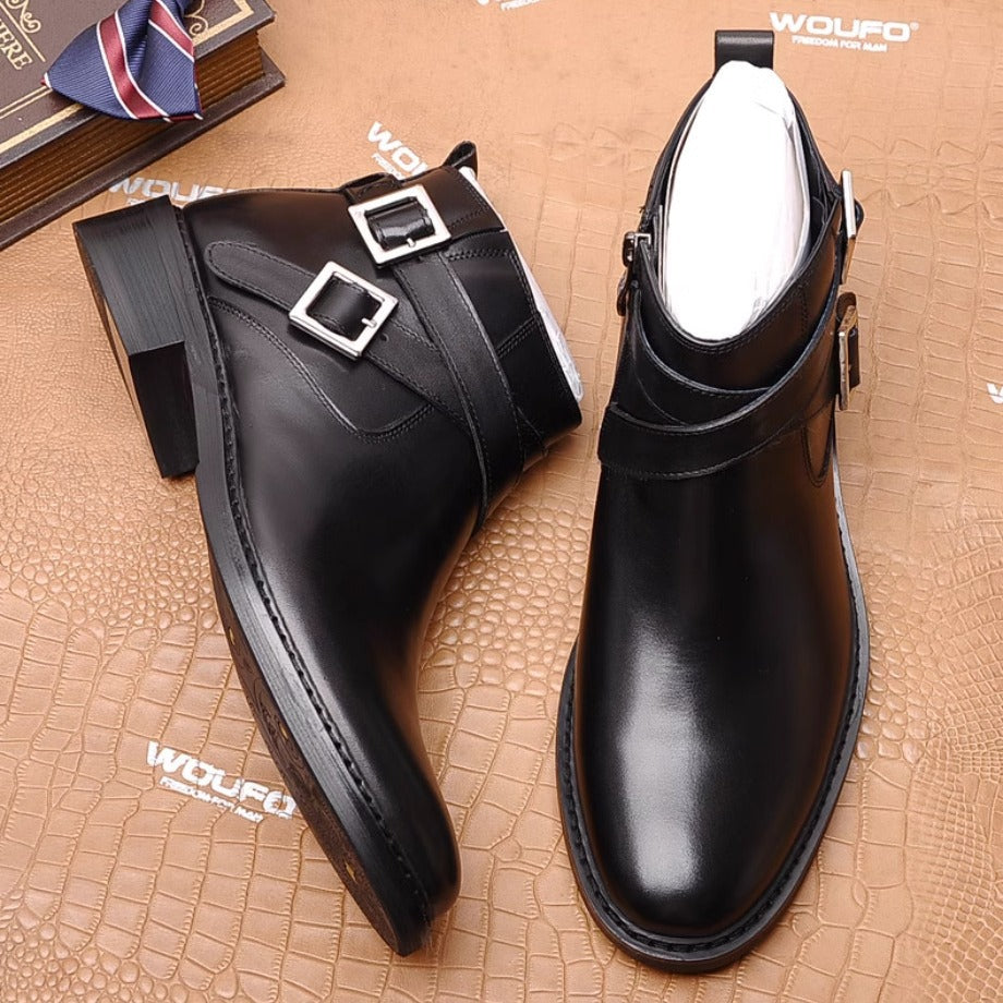 Men's Cowhide Ankle Round Toe Formal Pure Boots