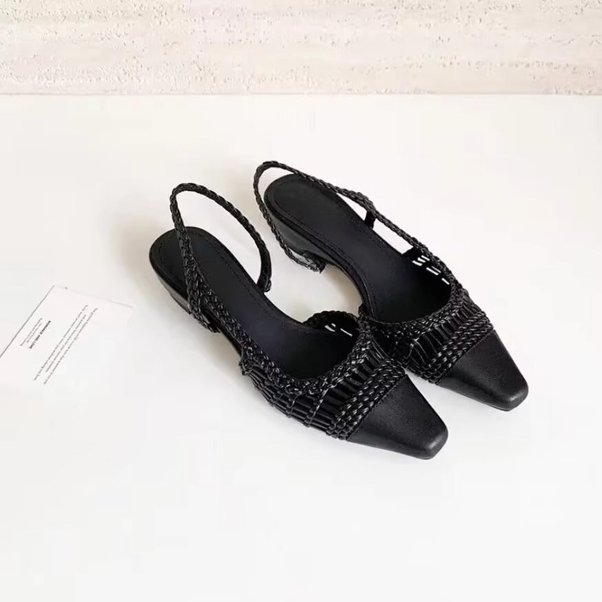 Women's French Style Vacation Handmade Woven Hollowed Roman Sandals