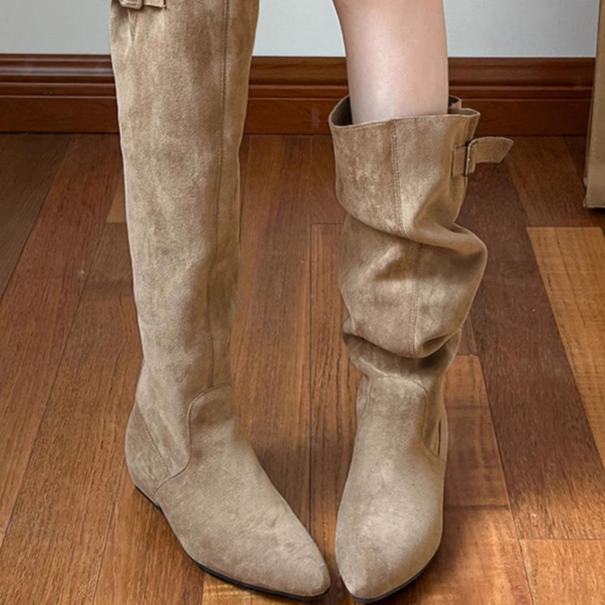 Women's Lazy Retro Pile Style French Skinny High Leg Boots