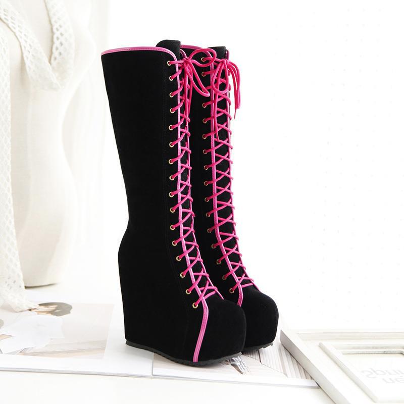 Women's Fashion Stocking Martin Flat Bottom Large Size Side Women's Leather Boots