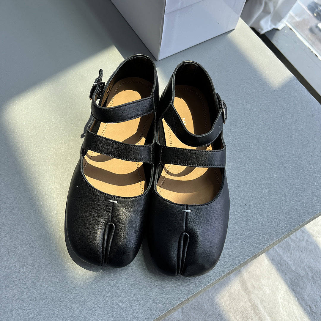 Women's Niche Low Buckle Soft Bottom Sheepskin Mary Heels