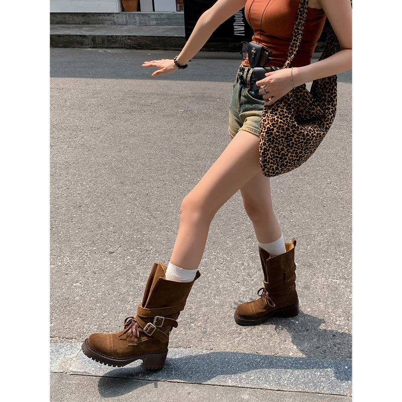 Women's Retro British Style Martin Western Cowboy Boots