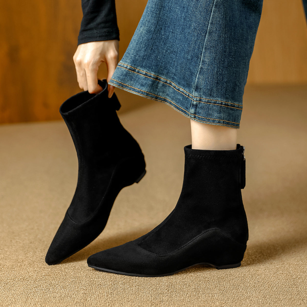 Women's Artistic Vintage Suede Booties Fleece-lined With Women's Leather Boots