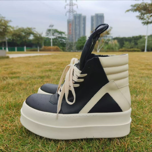 Men's Inverted Triangle Platform Couple Increased Short Men's Casual Leather Shoes