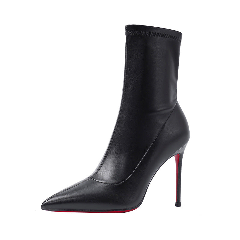 Women's Thin Red Bottom Pointed Stiletto Temperament Black Heels