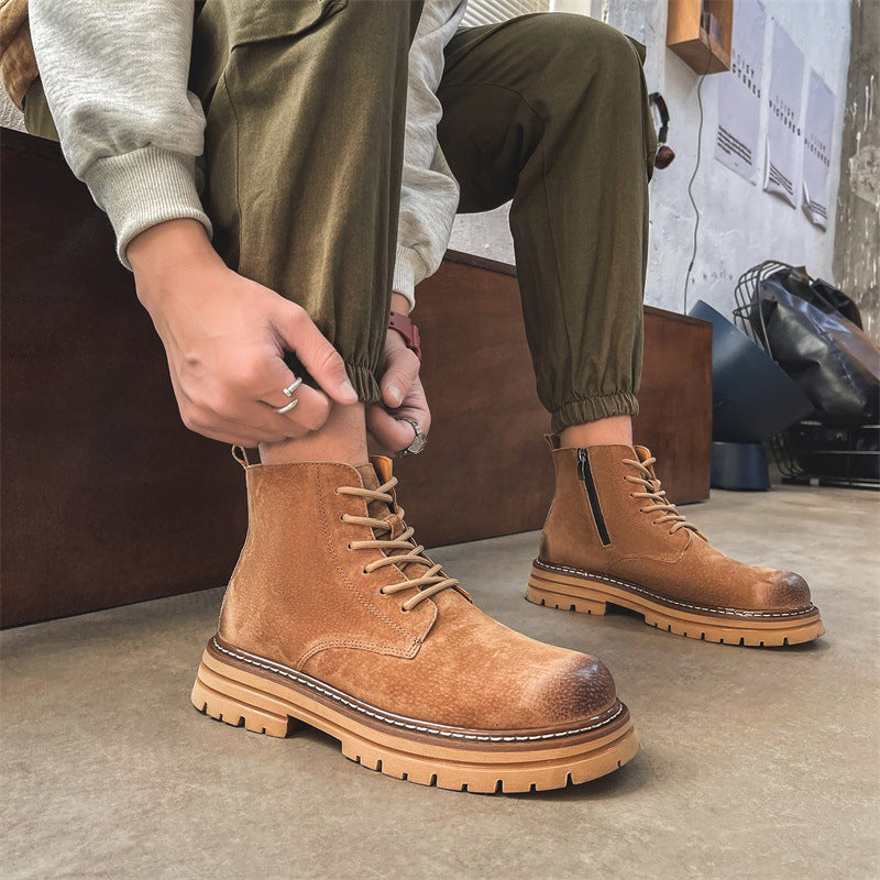 Men's Style Vintage Rhubarb Trend Platform Ankle Outdoor Men's Martin Boots