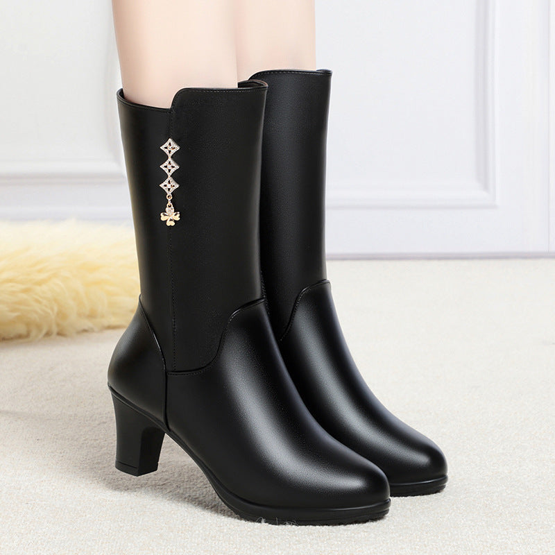 Mother Riding Female Fleece-lined Buskin Soft Boots