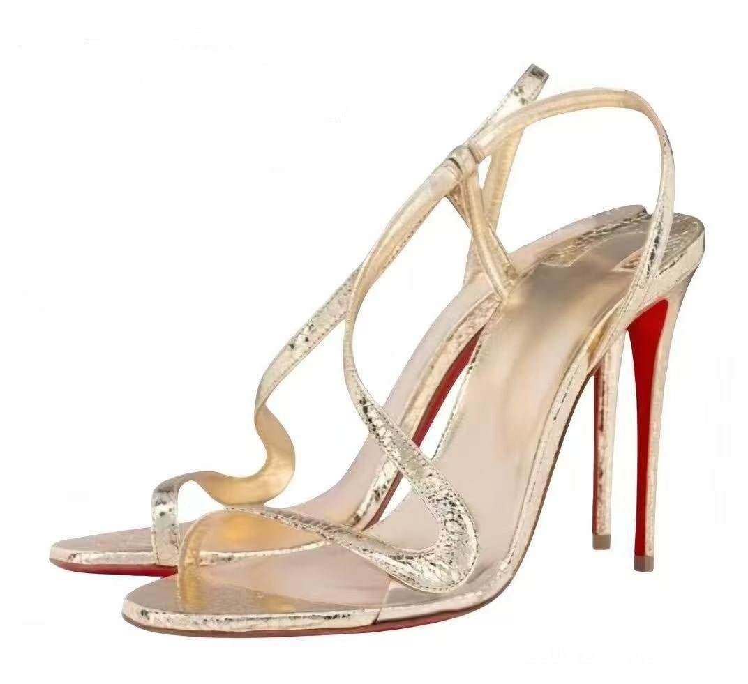 Women's Anchor Rivet Red Sole Pointed High Heels